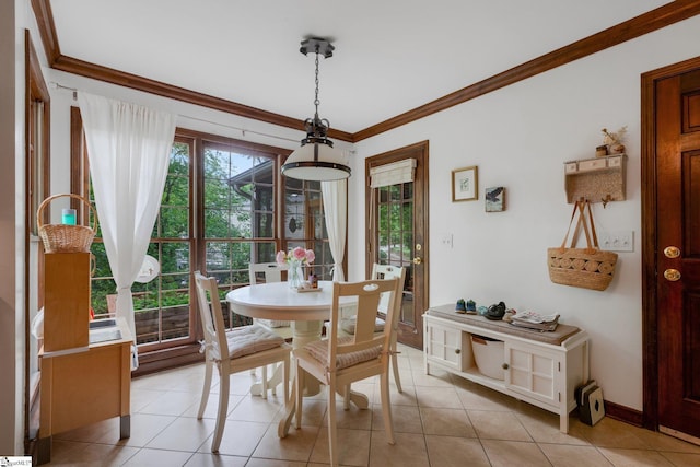 304 Oak Brook Way, Taylors, SC 29687 - dining room with ornamental molding, light tile patterned floors, and baseboards