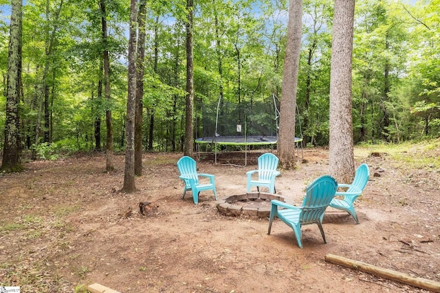 137 Mediterranean Ave, Anderson, SC 29621 - view of yard with a trampoline and a fire pit