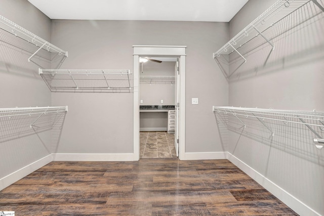 1061 Hidden Glory Dr, Landrum, SC 29356 - walk in closet with wood finished floors and ceiling fan