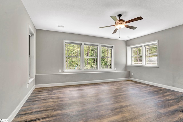 1061 Hidden Glory Dr, Landrum, SC 29356 - spare room with plenty of natural light, wood finished floors, ceiling fan, baseboards, and a textured ceiling
