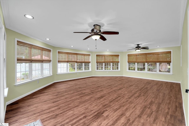 1783 Brockman Mcclimon Rd, Greer, SC 29651 - unfurnished sunroom with baseboards, crown molding, wood finished floors, and recessed lighting