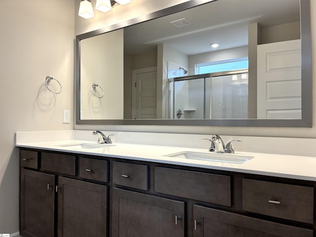 213 Fenner Pl, Greenville, SC 29607 - full bath with double vanity and a shower stall