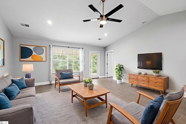 3 Alewine Ct, Taylors, SC 29687 - living area featuring ceiling fan, baseboards, vaulted ceiling, recessed lighting, and wood finished floors