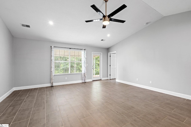 3 Alewine Ct, Taylors, SC 29687 - spare room featuring a ceiling fan, vaulted ceiling, baseboards, recessed lighting, and dark wood finished floors