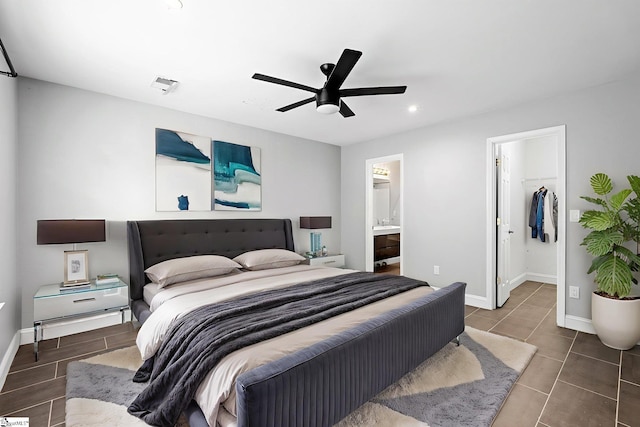 3 Alewine Ct, Taylors, SC 29687 - bedroom with baseboards, recessed lighting, ensuite bath, ceiling fan, and a walk in closet