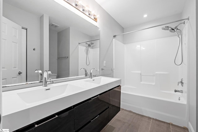 3 Alewine Ct, Taylors, SC 29687 - full bath featuring shower / bath combination, double vanity, toilet, and recessed lighting