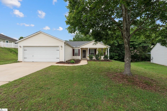 3 Alewine Ct, Taylors, SC 29687 - ranch-style house with a garage, driveway, a front yard, and a porch