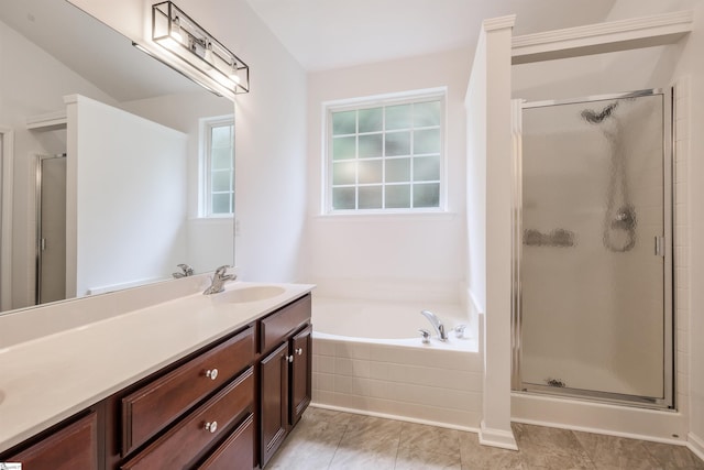 16 Glenbow Ct, Simpsonville, SC 29680 - bathroom with vanity, a shower stall, and a garden tub