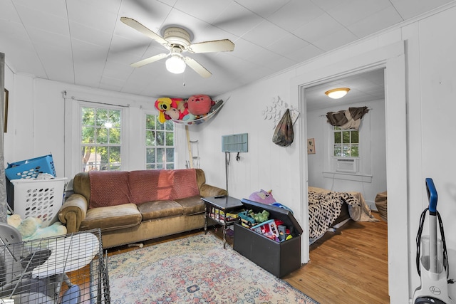 2413 Andrews Rd, Spartanburg, SC 29302 - living room with a ceiling fan, plenty of natural light, and wood finished floors