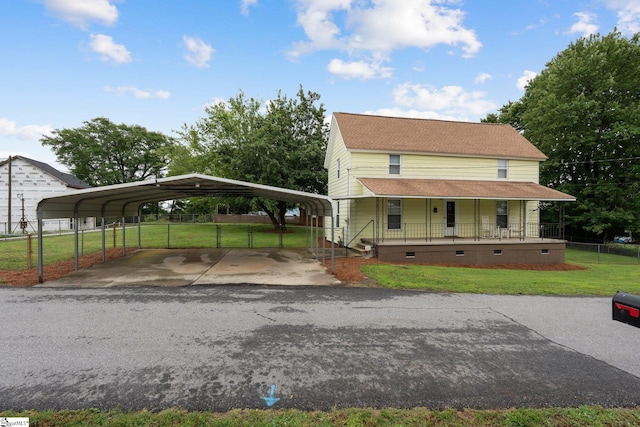 1 Baldwin St, Pelzer, SC 29669 - view of front of property featuring crawl space, a carport, covered porch, and roof with shingles