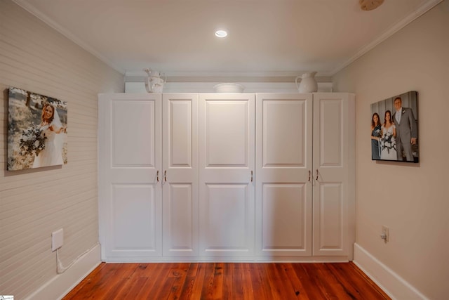 251 W Mcelhaney Rd, Taylors, SC 29687 - unfurnished bedroom featuring crown molding, wood finished floors, baseboards, and a closet