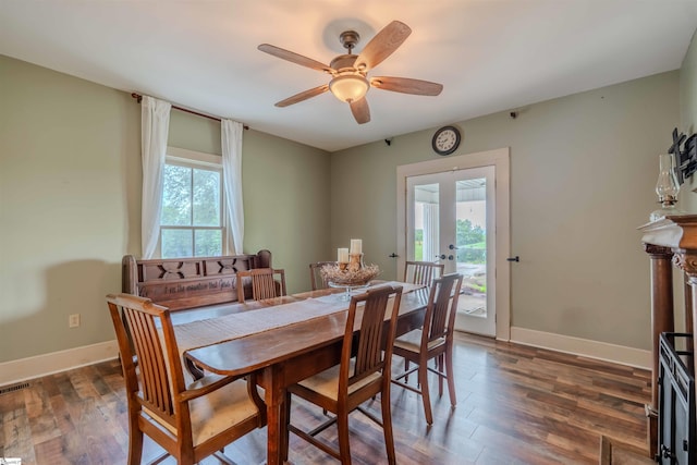251 W Mcelhaney Rd, Taylors, SC 29687 - dining room featuring ceiling fan, wood finished floors, and baseboards
