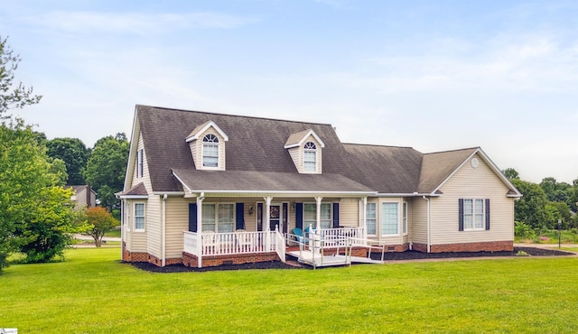 11 Midland Ct, Taylors, SC 29687 - cape cod house featuring covered porch, a front yard, crawl space, and a shingled roof