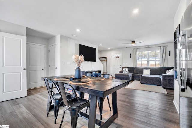 709 Bolsover Way, Woodruff, SC 29388 - dining space with wood finished floors, recessed lighting, and a ceiling fan