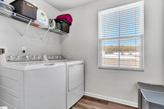 709 Bolsover Way, Woodruff, SC 29388 - laundry room with washing machine and dryer, wood finished floors, and baseboards