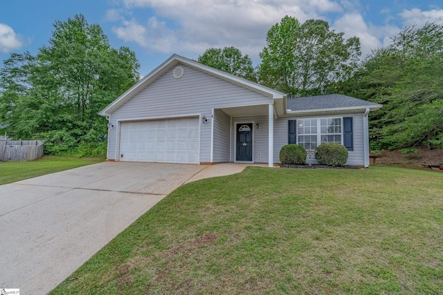 106 Felix Ct, Easley, SC 29640 - ranch-style home featuring an attached garage, driveway, a front yard, and roof with shingles