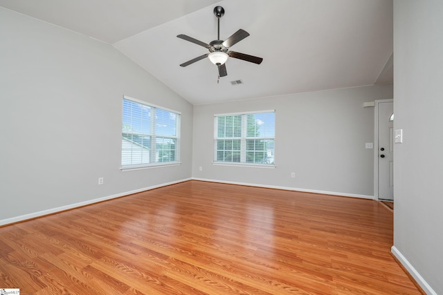 106 Felix Ct, Easley, SC 29640 - empty room with light wood-type flooring, lofted ceiling, ceiling fan, and baseboards