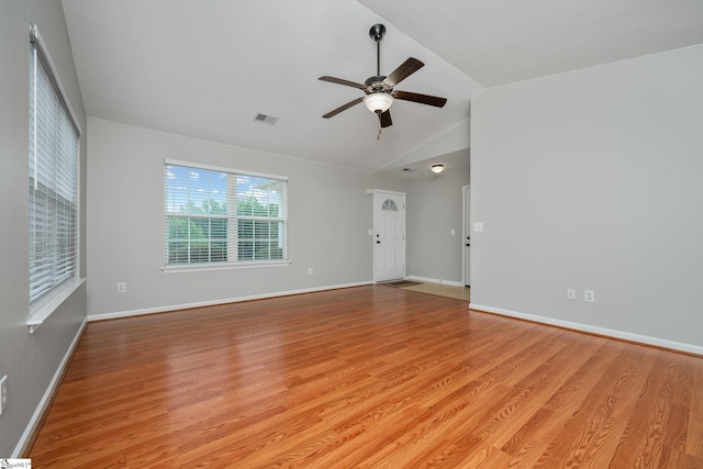 106 Felix Ct, Easley, SC 29640 - unfurnished room featuring lofted ceiling, ceiling fan, light wood-style flooring, and baseboards