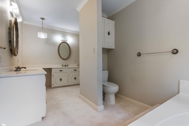 21 Kensington Rd, Greenville, SC 29617 - bathroom with ornamental molding, two vanities, toilet, and baseboards