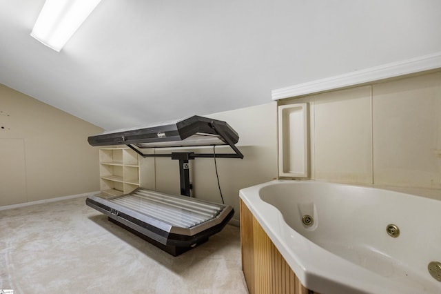 21 Kensington Rd, Greenville, SC 29617 - miscellaneous room with vaulted ceiling, light carpet, and baseboards
