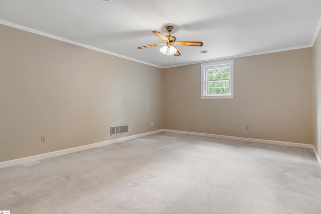 21 Kensington Rd, Greenville, SC 29617 - empty room with crown molding, a ceiling fan, baseboards, and light carpet