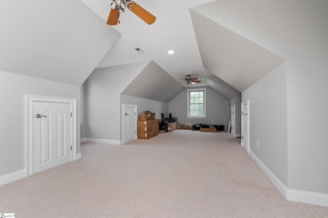3 Swamp Lily Ct, Simpsonville, SC 29681 - additional living space featuring ceiling fan, vaulted ceiling, carpet floors, and baseboards