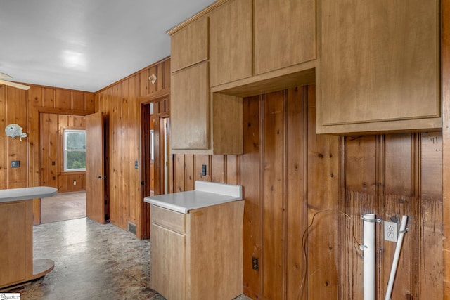 611 E S 6th St, Seneca, SC 29678 - kitchen with wood walls and light countertops