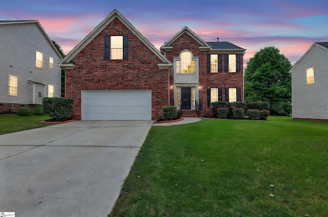 100 Beason Farm Ln, Simpsonville, SC 29681 - view of front facade with brick siding, an attached garage, and a front yard