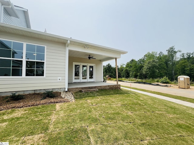 47 Hensley Rd Unit 58, Greenville, SC 29607 - entrance to property with a lawn, ceiling fan, a porch, and french doors