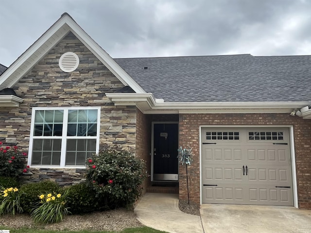 383 Amelia Springs Ln, Moore, SC 29369 - view of front facade featuring a shingled roof, stone siding, and brick siding