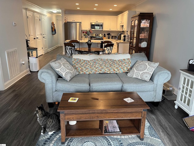 383 Amelia Springs Ln, Moore, SC 29369 - living room with dark wood-type flooring, baseboards, and recessed lighting