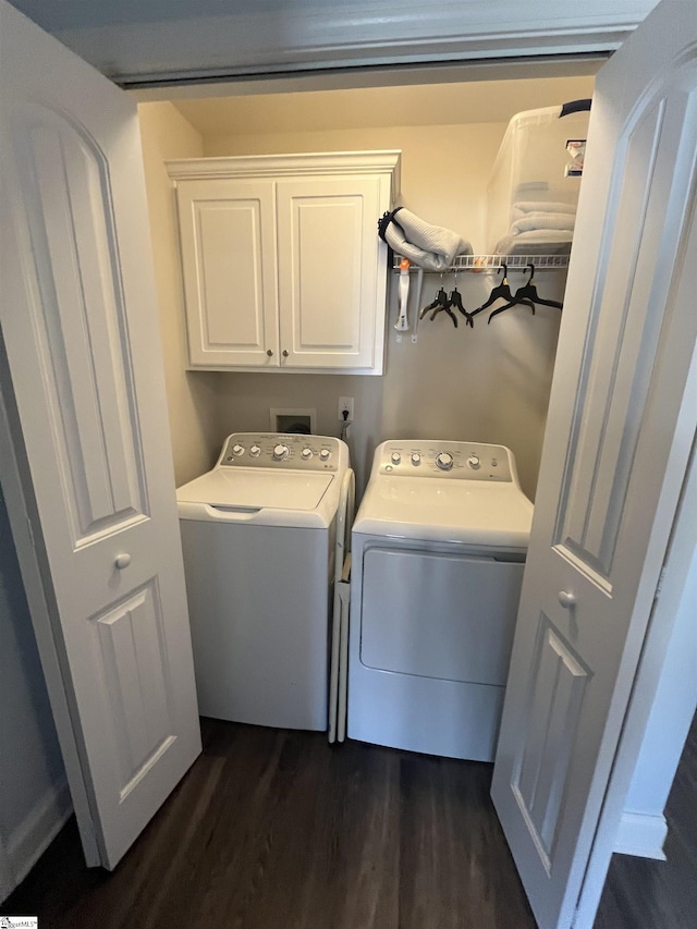 383 Amelia Springs Ln, Moore, SC 29369 - laundry room featuring cabinet space, washing machine and clothes dryer, and dark wood-type flooring