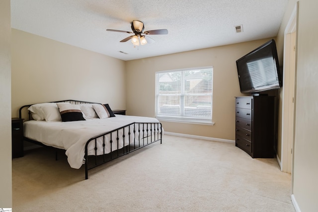 48 Border Ave, Simpsonville, SC 29680 - bedroom featuring light colored carpet, baseboards, a textured ceiling, and ceiling fan