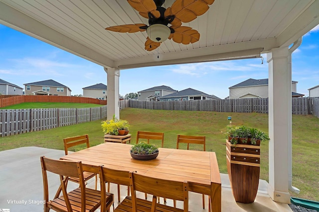 108 Pewter Cir, Simpsonville, SC 29680 - view of patio / terrace featuring a ceiling fan, outdoor dining area, and a residential view
