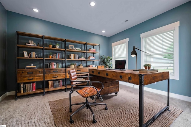108 Pewter Cir, Simpsonville, SC 29680 - carpeted home office with baseboards and recessed lighting