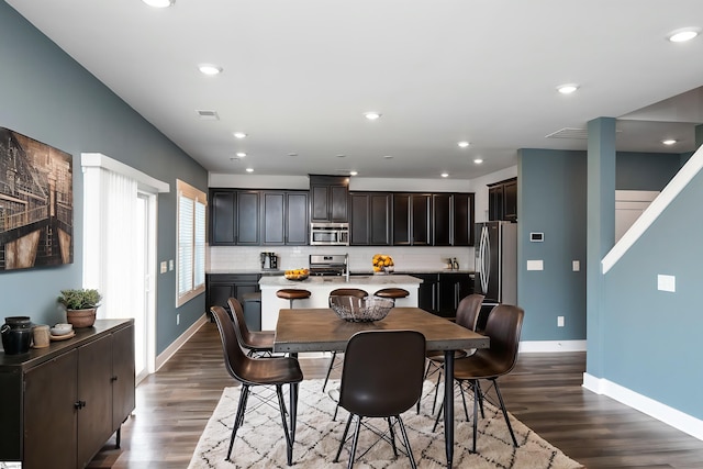 108 Pewter Cir, Simpsonville, SC 29680 - dining room with baseboards, dark wood-style flooring, and recessed lighting