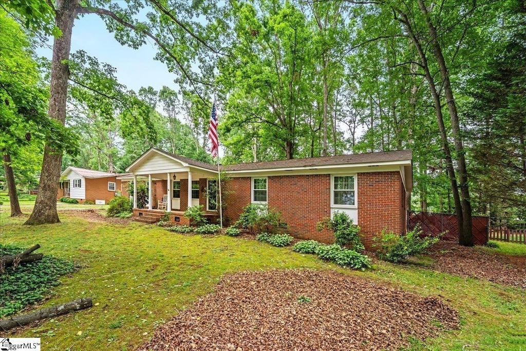 208 Spring Dr, Easley, SC 29642 - view of front of property with covered porch and brick siding