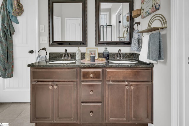 204 Medoc Ln, Moore, SC 26369 - bathroom with double vanity and tile patterned floors