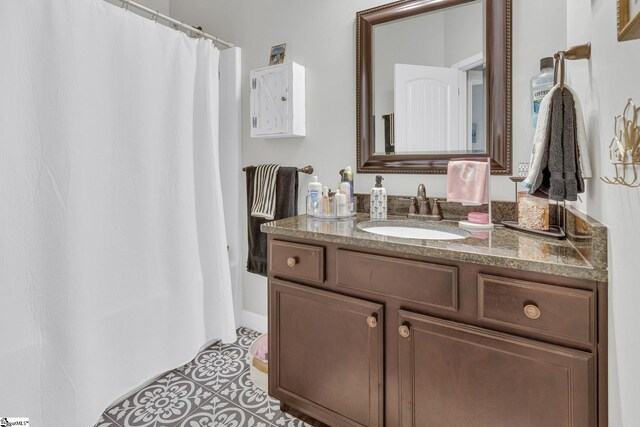 204 Medoc Ln, Moore, SC 26369 - full bathroom featuring vanity, tile patterned flooring, and shower / tub combo with curtain