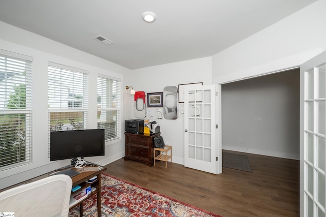 800 Redmill Ln, Duncan, SC 29334 - home office with wood finished floors, french doors, and baseboards