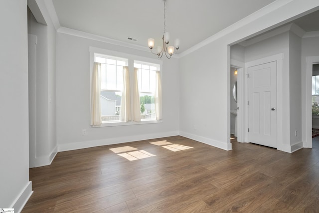 800 Redmill Ln, Duncan, SC 29334 - unfurnished room featuring a chandelier, dark wood-style flooring, crown molding, and baseboards