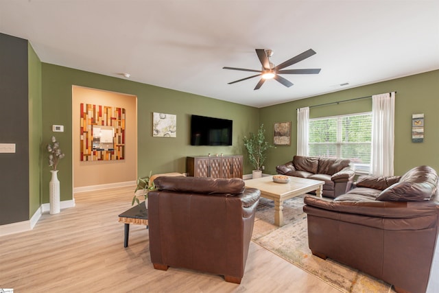 345 Cypress Hollow Trl, Piedmont, SC 29673 - living area with light wood-style floors, a ceiling fan, and baseboards
