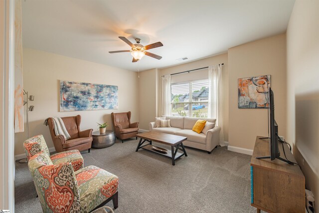 345 Cypress Hollow Trl, Piedmont, SC 29673 - living room featuring carpet floors, a ceiling fan, and baseboards