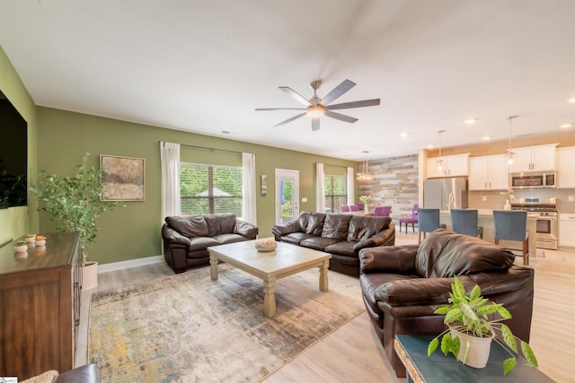 345 Cypress Hollow Trl, Piedmont, SC 29673 - living area featuring light wood-style floors, a ceiling fan, baseboards, and recessed lighting