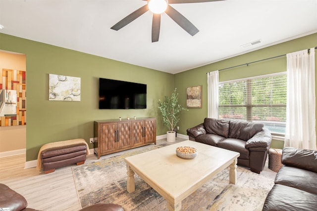345 Cypress Hollow Trl, Piedmont, SC 29673 - living room featuring ceiling fan, baseboards, and wood finished floors