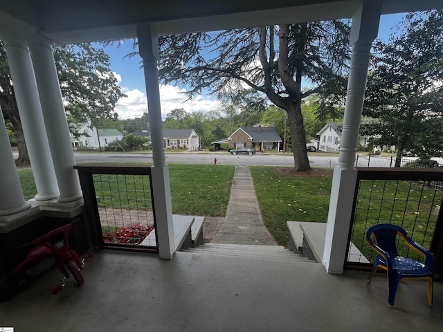 9 Lee St, Liberty, SC 29657 - covered porch featuring a yard and a residential view