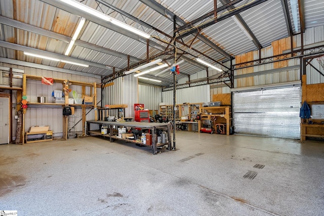416 Shirley Cir, Pendleton, SC 29625 - garage with a workshop area and metal wall