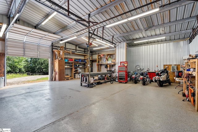 416 Shirley Cir, Pendleton, SC 29625 - garage with metal wall and a workshop area
