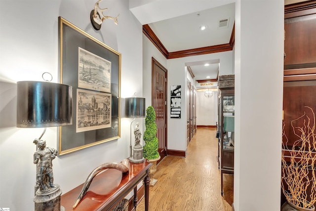172 Ridgeland Dr # 101, Greenville, SC 29601 - corridor with crown molding and wood finished floors