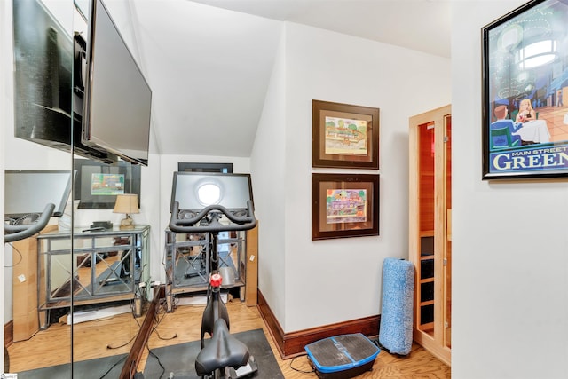172 Ridgeland Dr # 101, Greenville, SC 29601 - workout area featuring wood finished floors and baseboards
